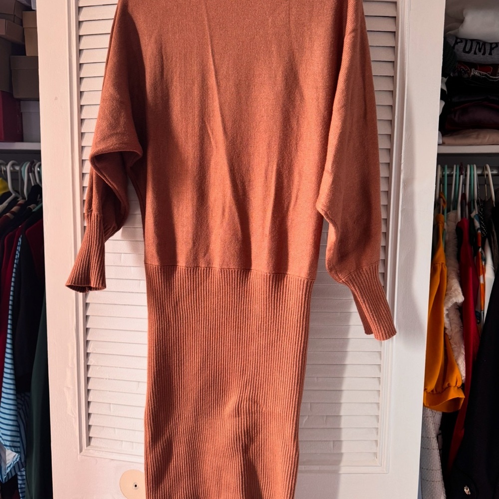 Chic Rust Sweater Dress